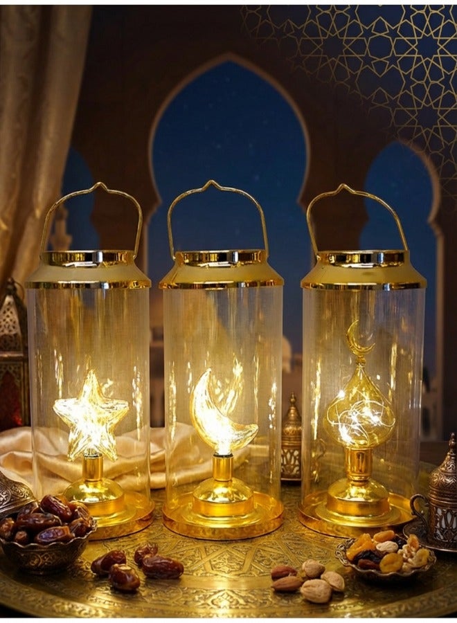 سوبر زي يوث فانوس ديكور رمضان، فانوس زجاجي ليلي، فانوس تخييم ريترو خفيف الوزن، للحفلات والمهرجانات - Image 4